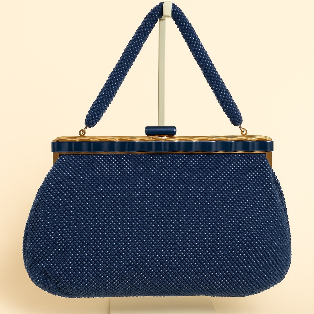 Laura USA Vintage 1960s navy blue beaded Handbag